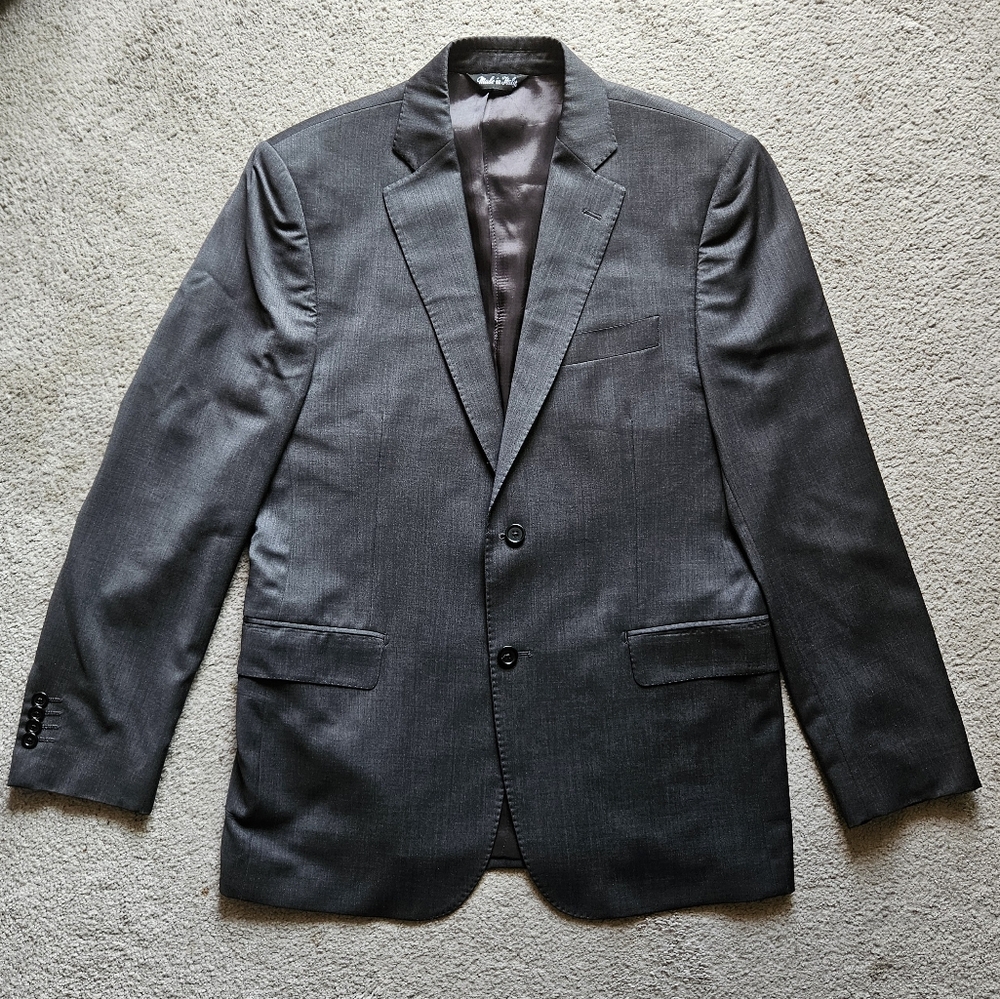 Ermenegildo Zegna charcoal wool/silk slim fit suit jacket/blazer. 40r